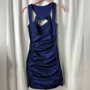 knee length dresses for ladies Small 90s Cache Red Silk Ruched Party Dress – Flying Apple Vintage